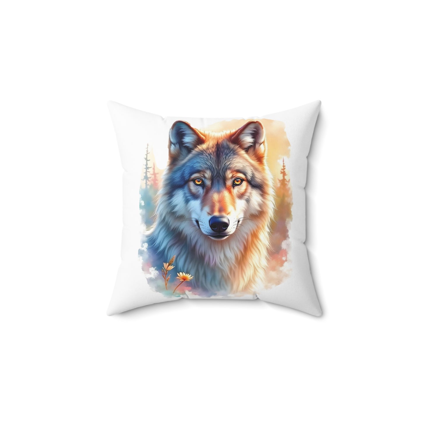 Majestic Wolf Print Pillow
