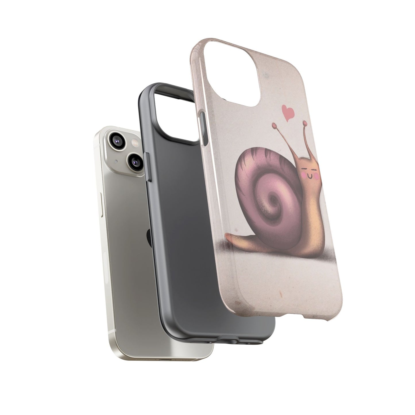 Cute Snail Phone Case — Pink Heart Cartoon Protective iPhone Cover
