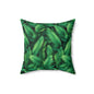 Tropical Leaf Pillow, Green Botanical Cushion, Home Decor, Boho Accent, Gift for Nature Lovers, Living Room Soft Furnishings