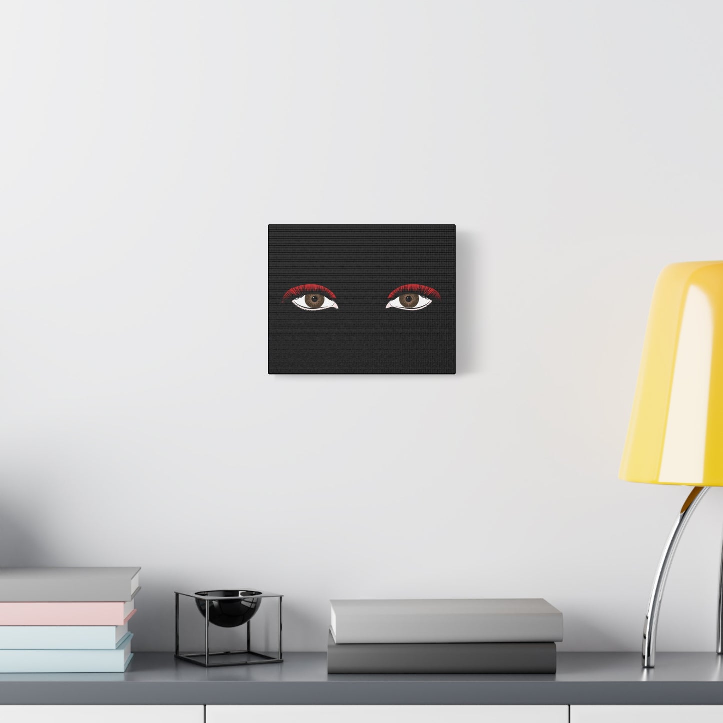 Red Lashes Wall Art Canvas — Glam Eyes Makeup Decor