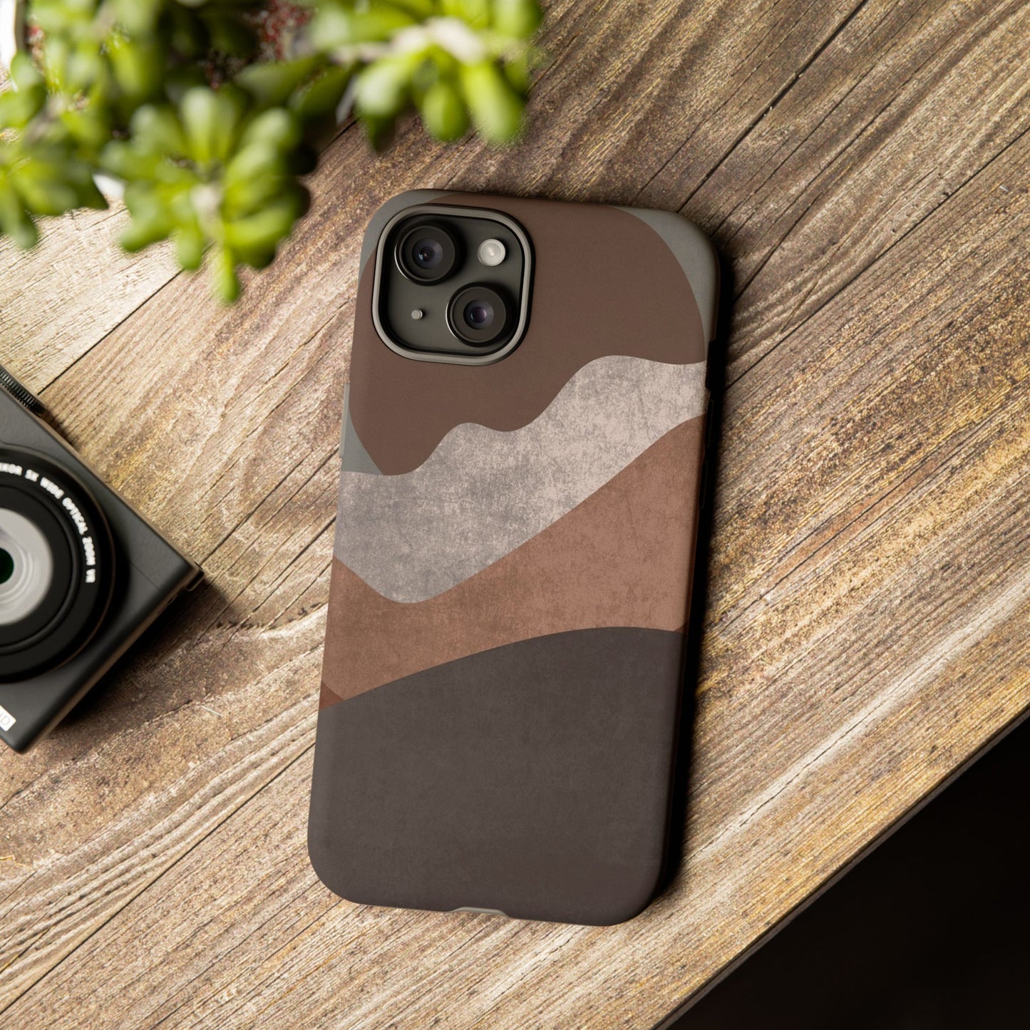 Abstract Earthtone Phone Case — Brown Layered Rugged Tough Case