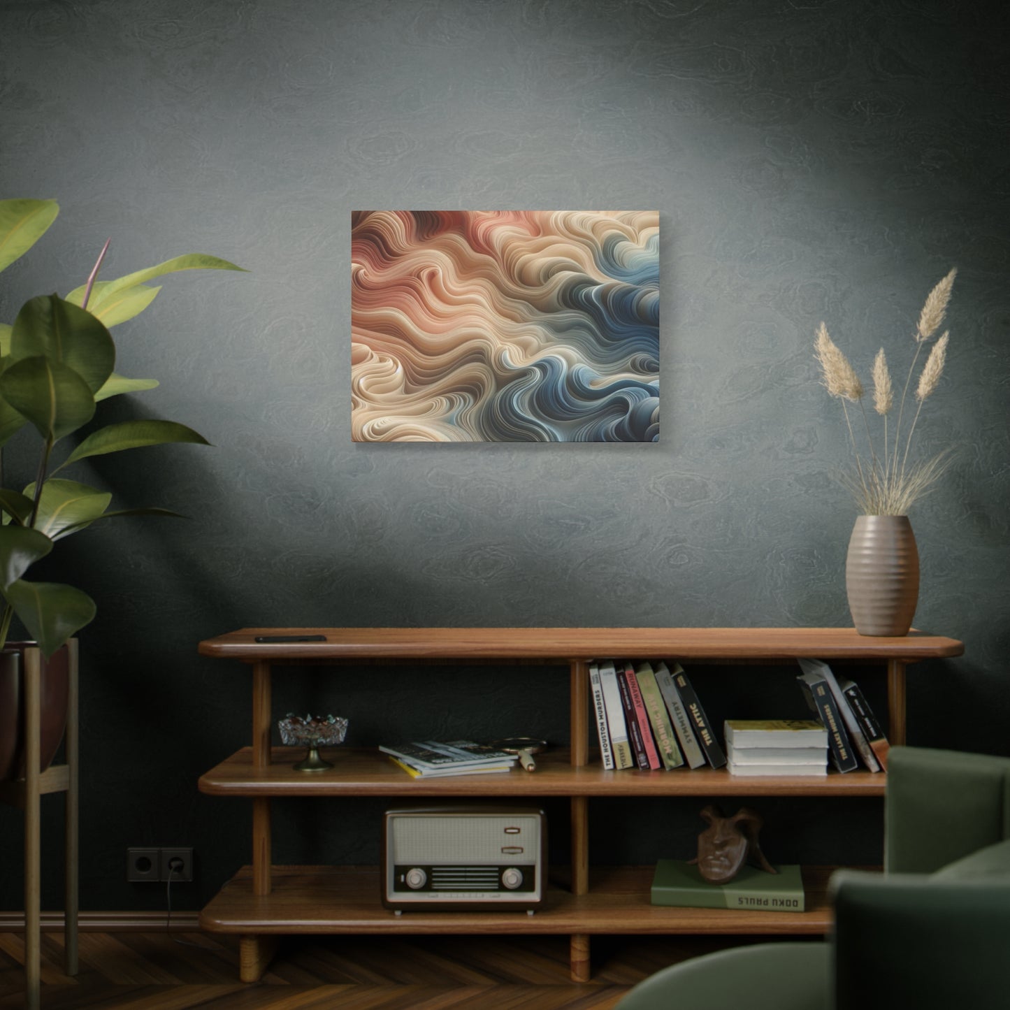 Abstract Swirl Matte Canvas Wall Art — Fluid Earth Tones, Stretched 1.25"