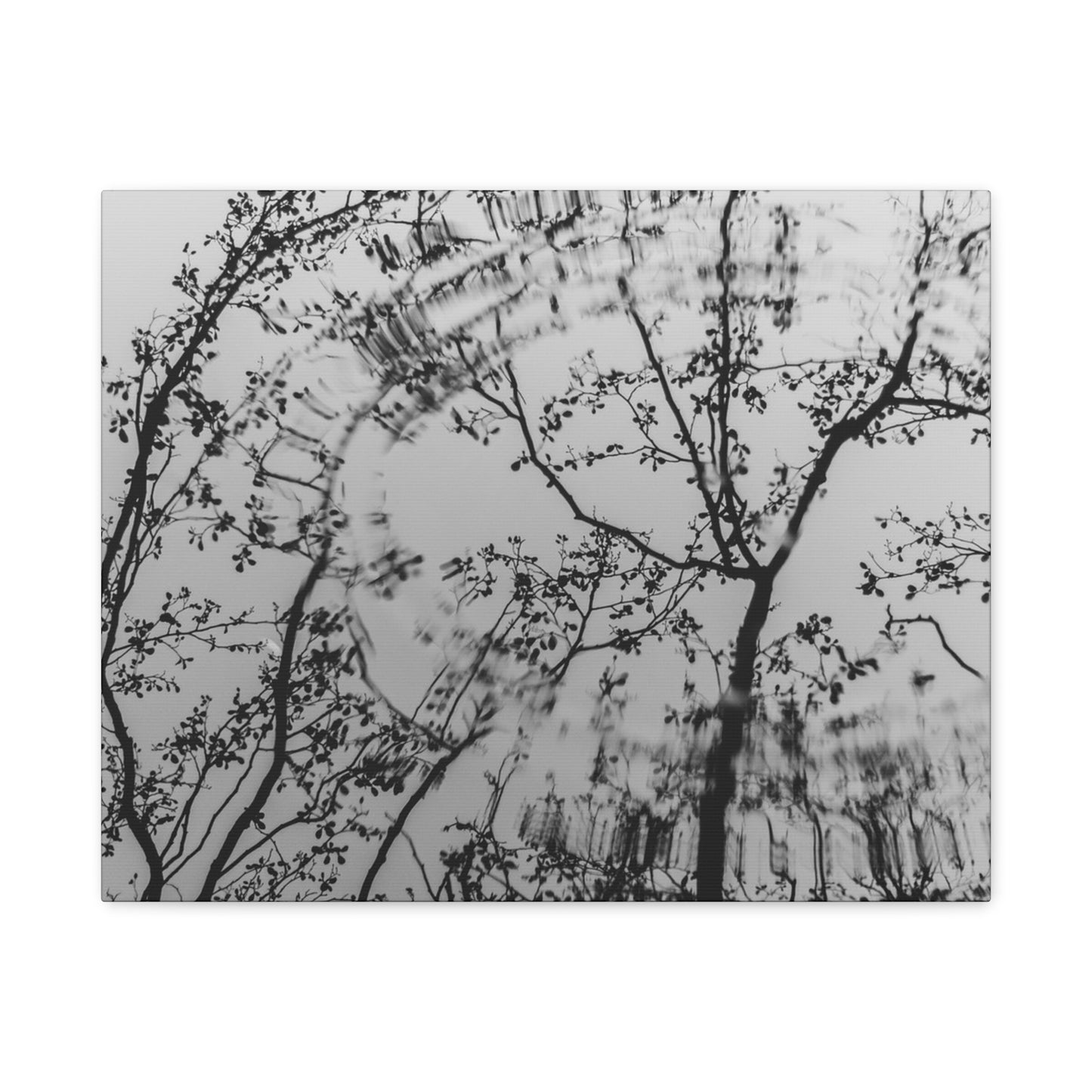 Canvas Wall Art — Monochrome Blurred Ferris Wheel with Tree Silhouettes
