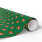 Christmas Green Wrapping Paper Roll with Festive Santa Face Pattern