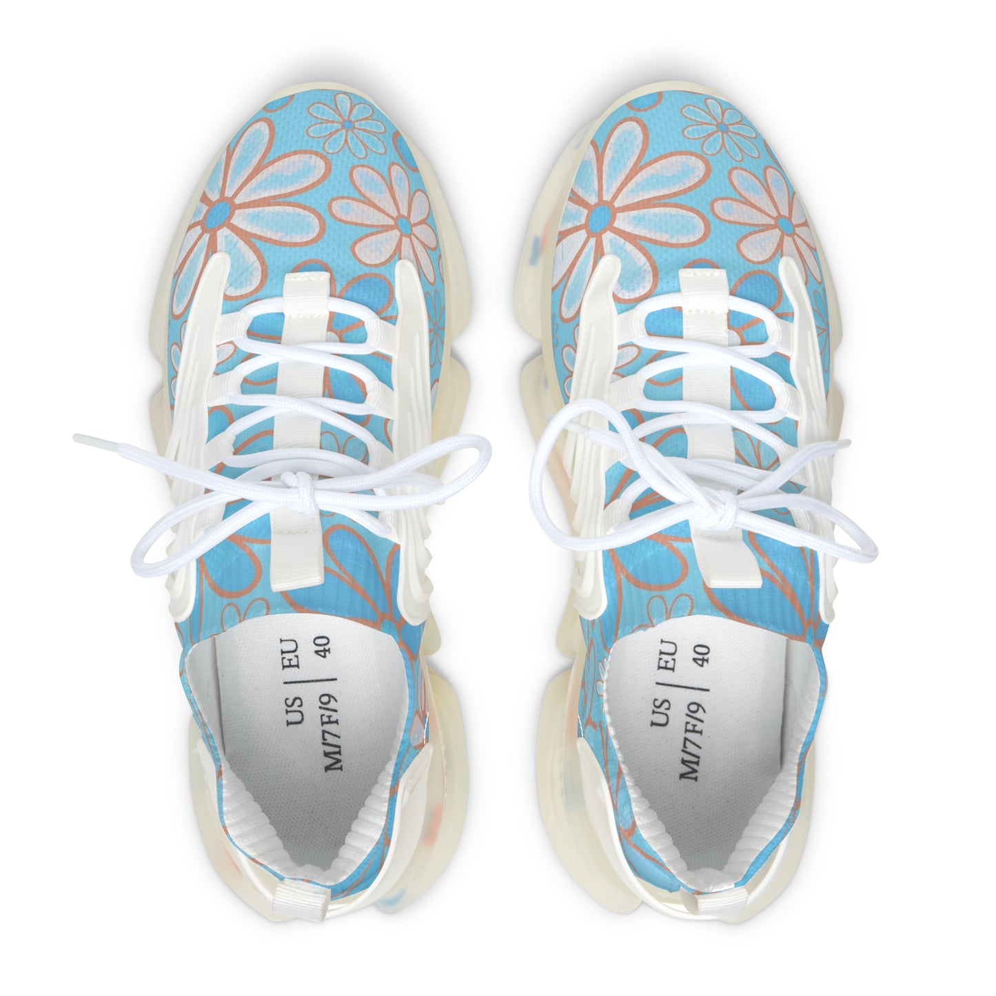 Women's Floral Mesh Sneakers, Trendy Athletic Shoes, Comfortable Running Sneakers, Floral Print Sneakers, Spring Fashion Shoes