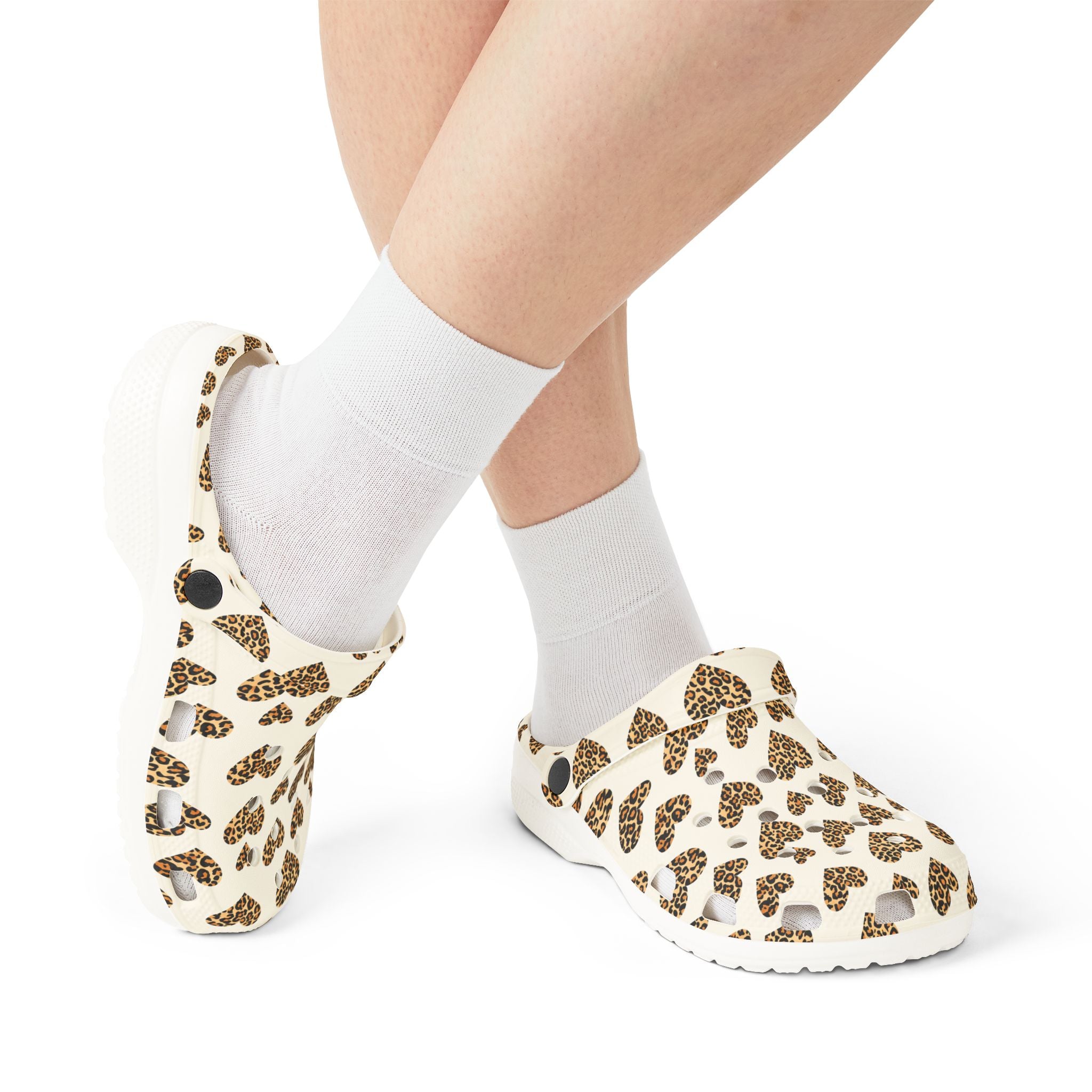 Leopard Heart EVA Clogs — Comfortable Leopard-Print Foam Shoes
