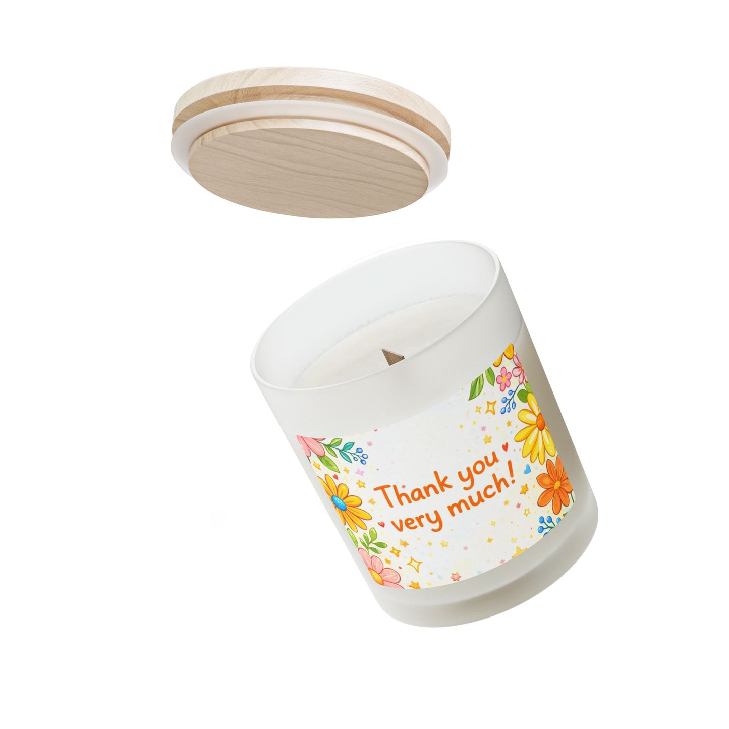 Thank You Floral Frosted Glass Candle — 11oz Appreciation Gift