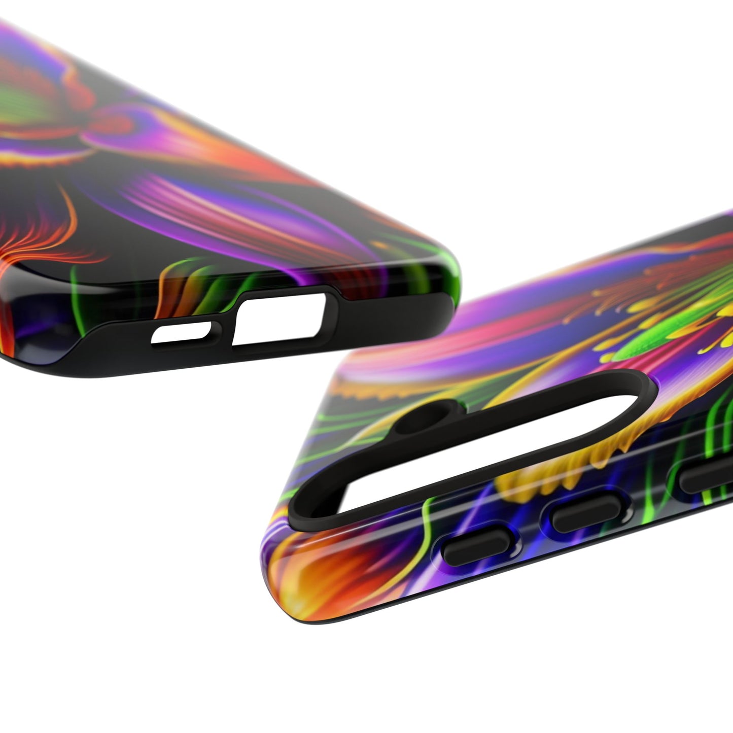 Floral Neon Tough Phone Case — Vivid Purple & Orange Lily Protective Cover
