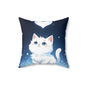 Cute White Kitten Throw Pillow — Adorable Cat Decor for Bedroom & Nursery