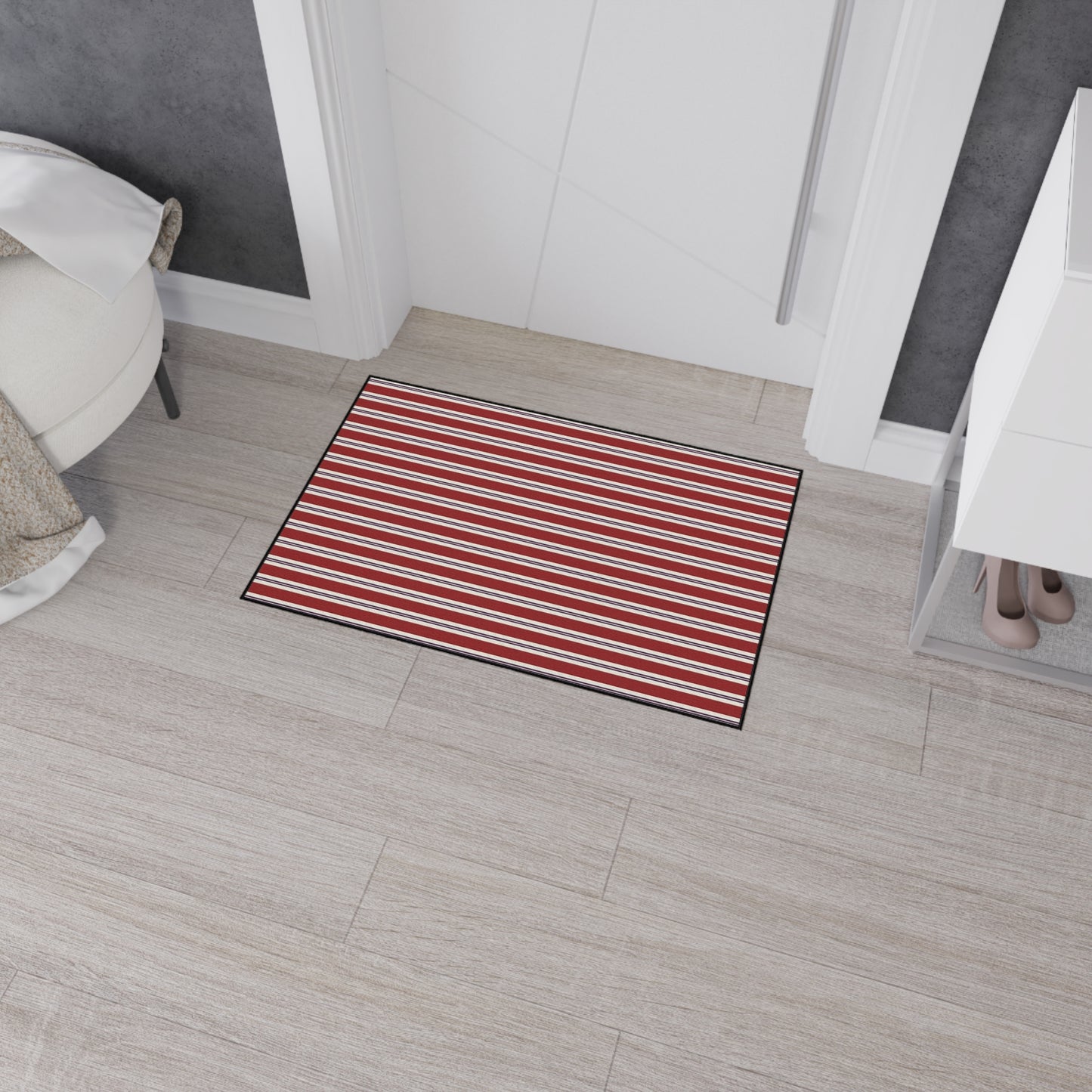 Striped Heavy Duty Floor Mat - Red & White Outdoor/Entry Rug