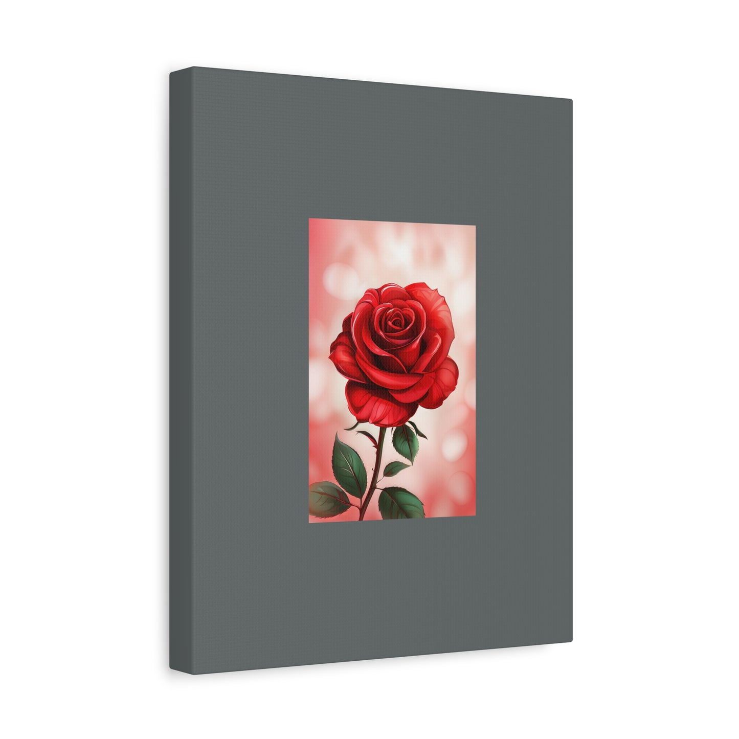 Red Rose Vertical Matte Canvas Print — Romantic Floral Wall Art