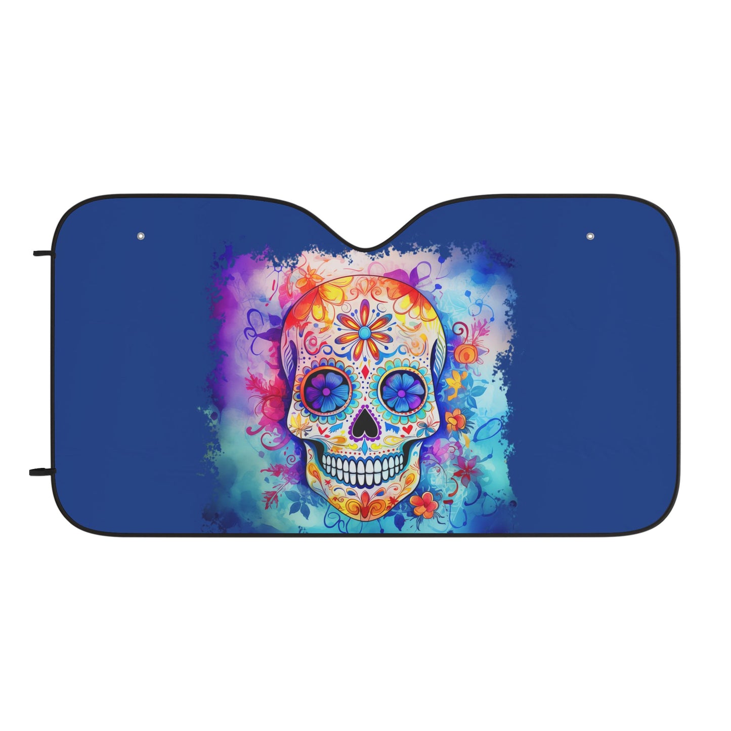 Sugar Skull Car Sun Shade – Day of the Dead Decorative Windshield Cover