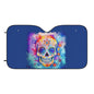 Sugar Skull Car Sun Shade – Day of the Dead Decorative Windshield Cover