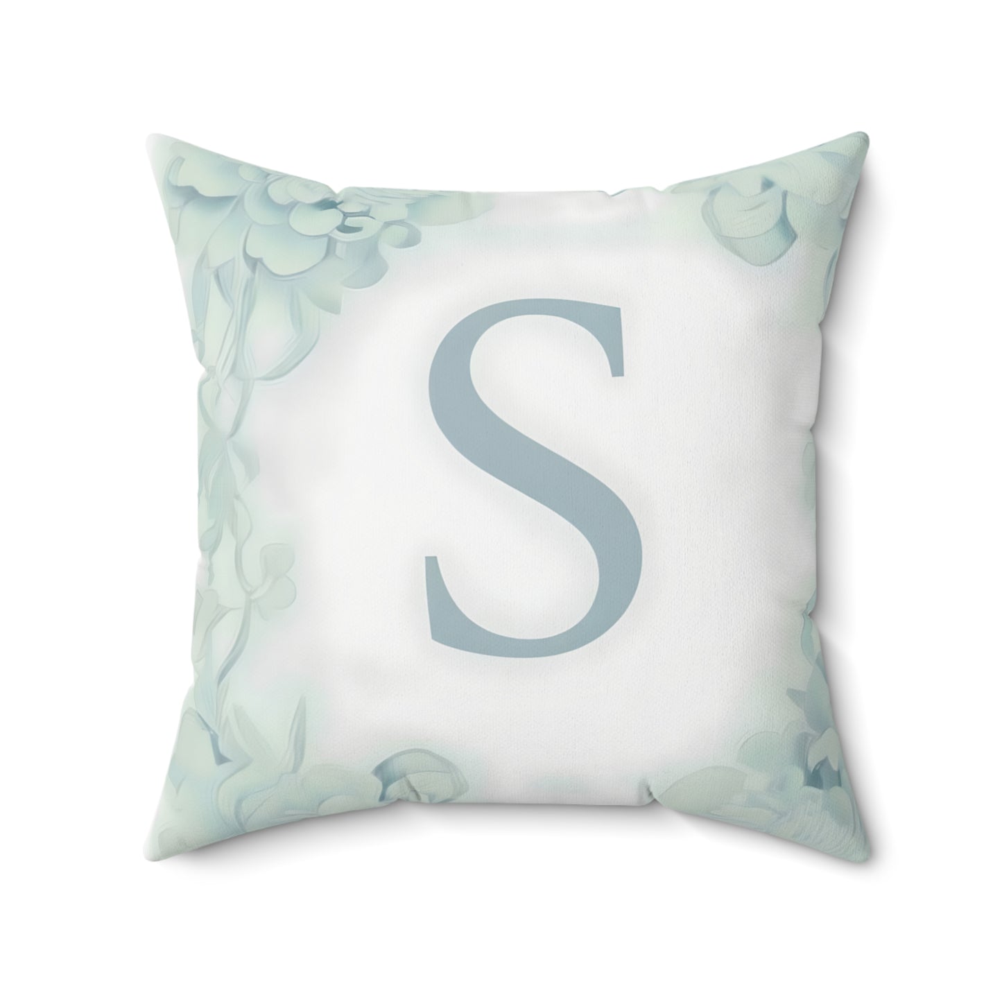 Monogram S Botanical Throw Pillow — Personalized Initial Decor