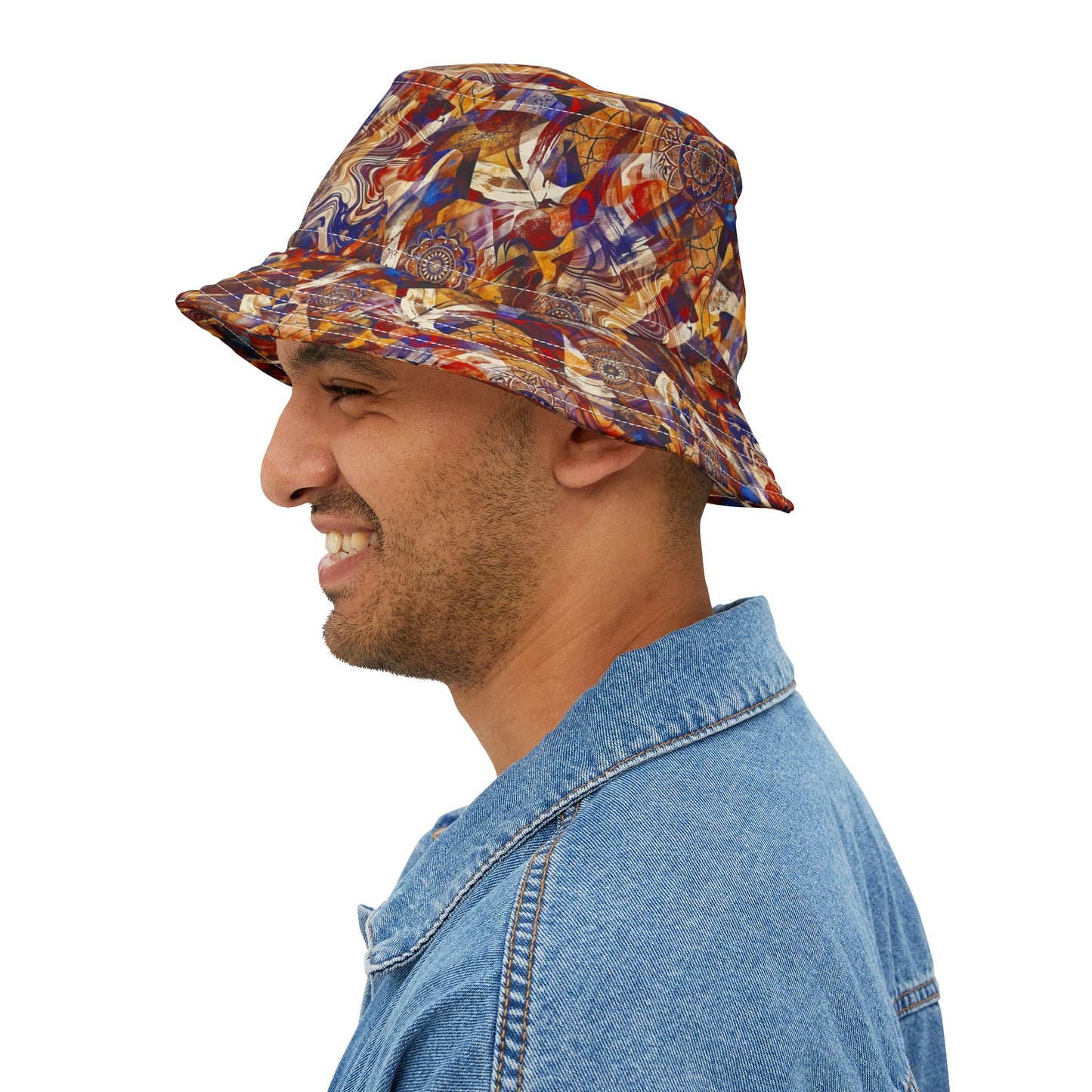 Abstract Swirl Bucket Hat — Colorful Psychedelic All-Over-Print