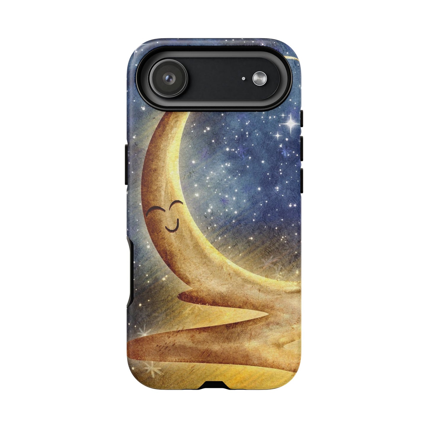 Moonlit Smile Phone Case — Starry Night Crescent Moon iPhone Cover
