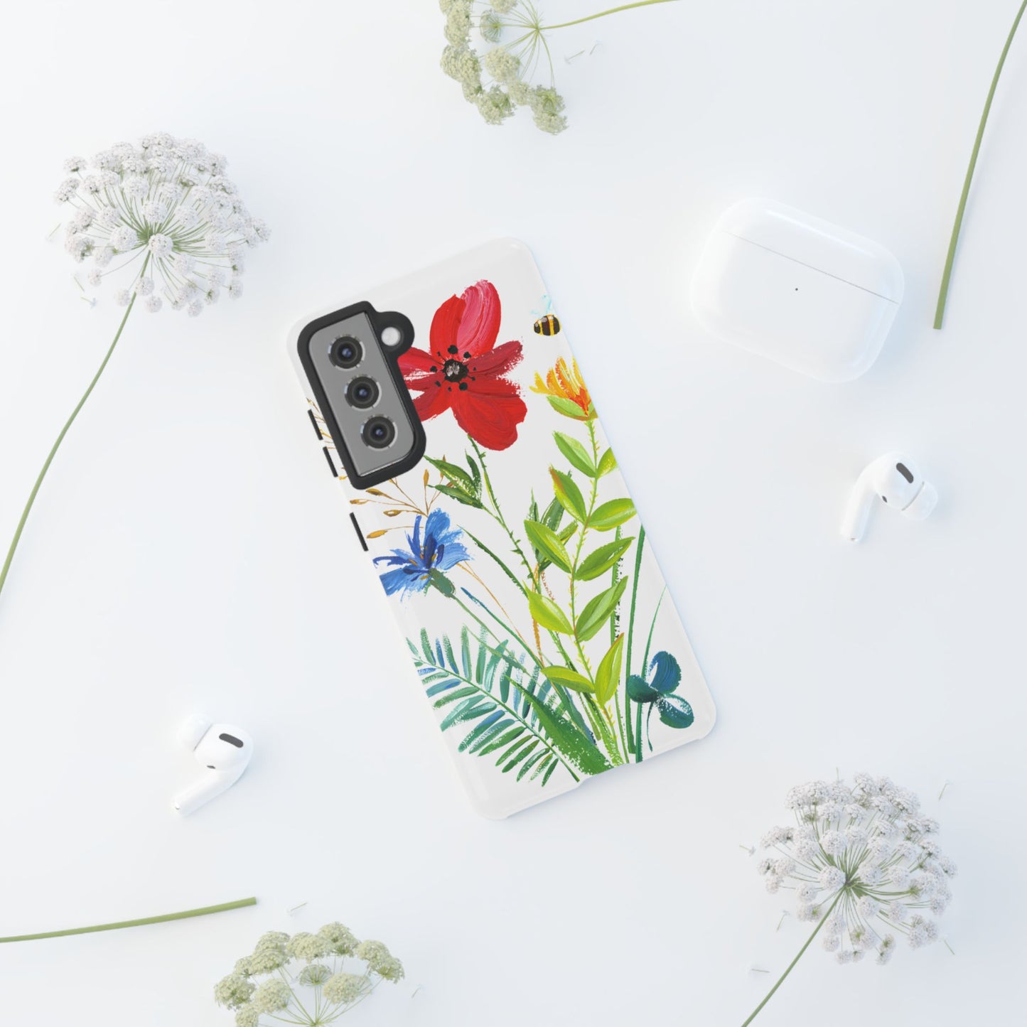 Floral Watercolor Tough Phone Case — Wildflower Bouquet Protective Cover