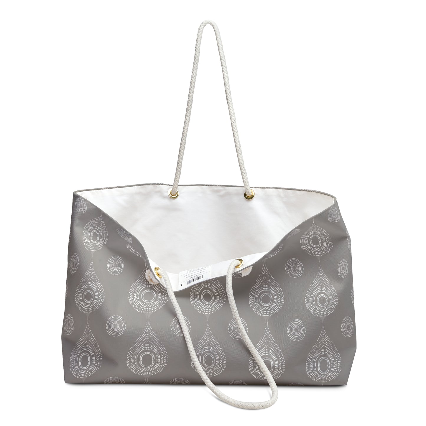 Gray Ikat Weekender Bag — Large Neutral Travel Tote