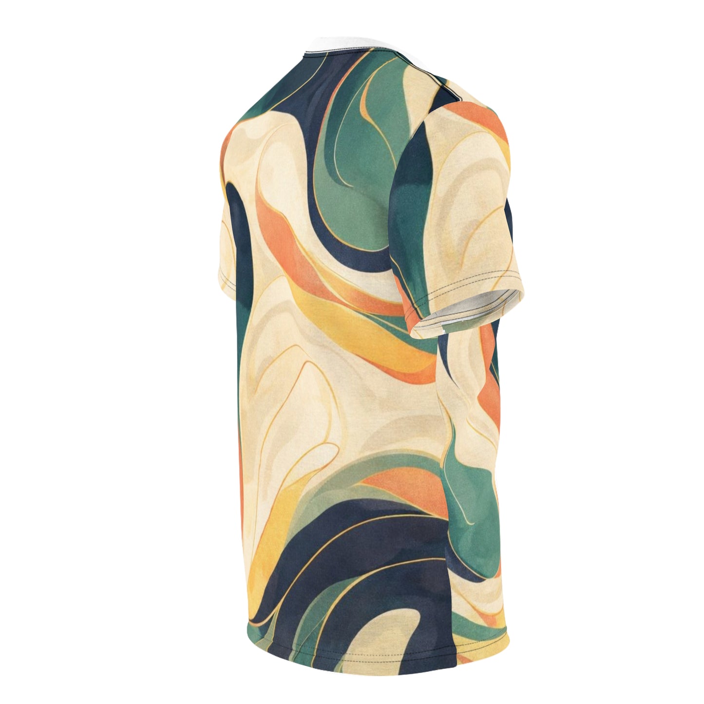 Abstract Retro Swirl T‑Shirt — All‑Over Print Colorful Art Tee
