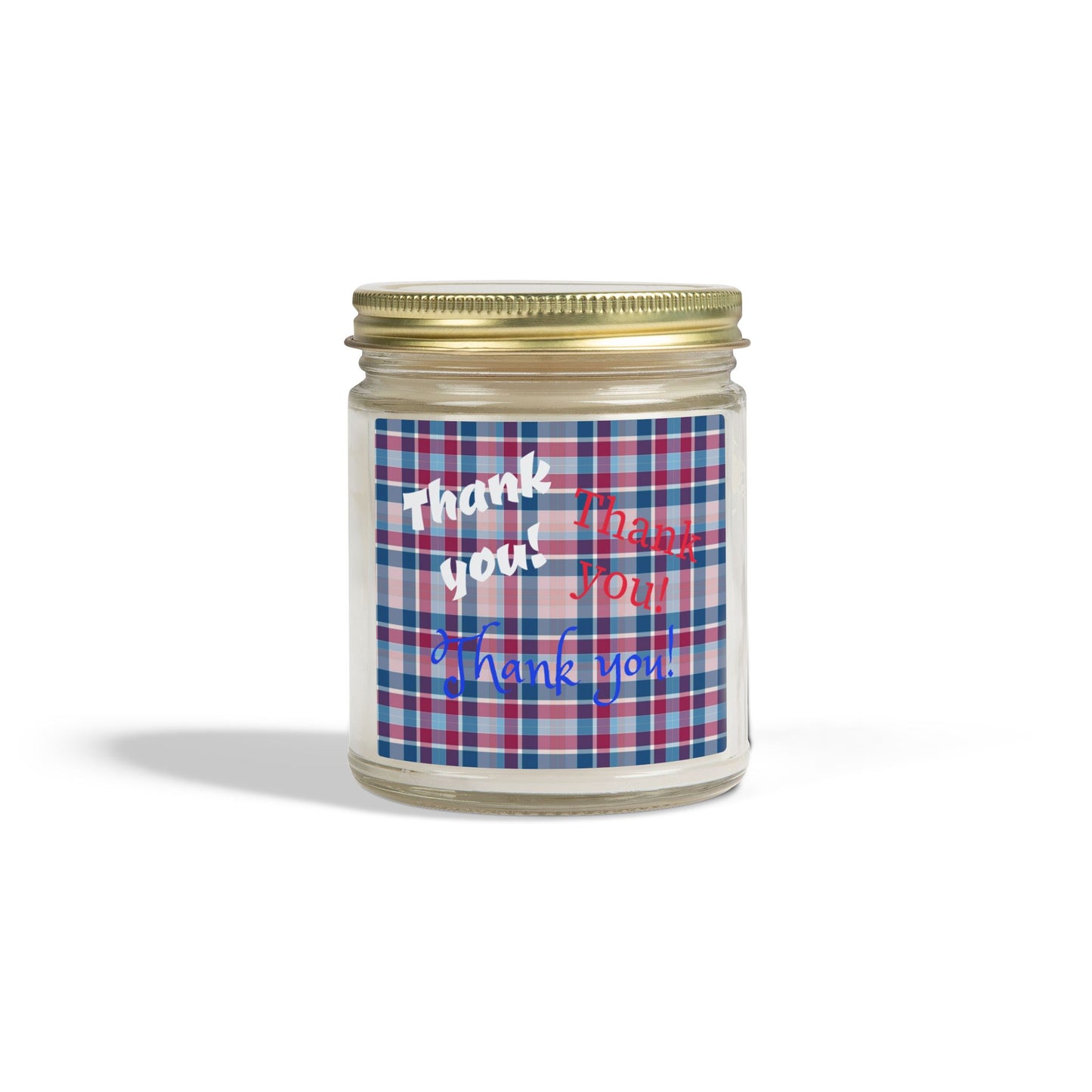 Thank You Plaid Candle — Coconut Apricot Scented Jar (4oz/9oz)