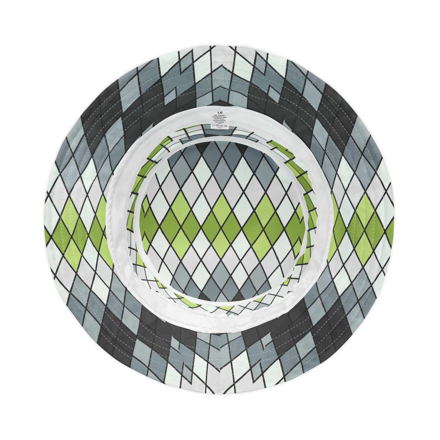 Argyle Geo Bucket Hat — Green & Gray Patterned Summer Sun Hat
