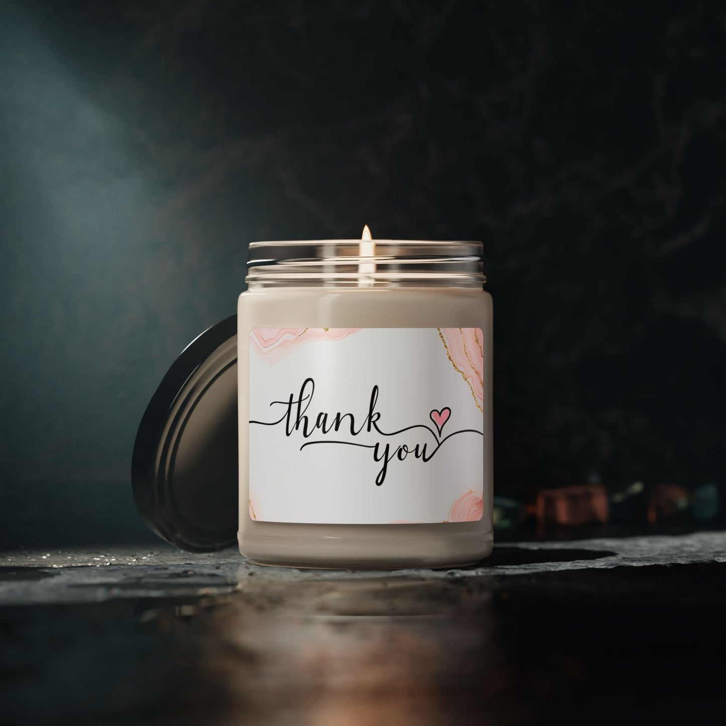 Thank You Soy Candle — 9oz Scented Jar Candle, Floral Gift for Appreciation & Bridal Favors