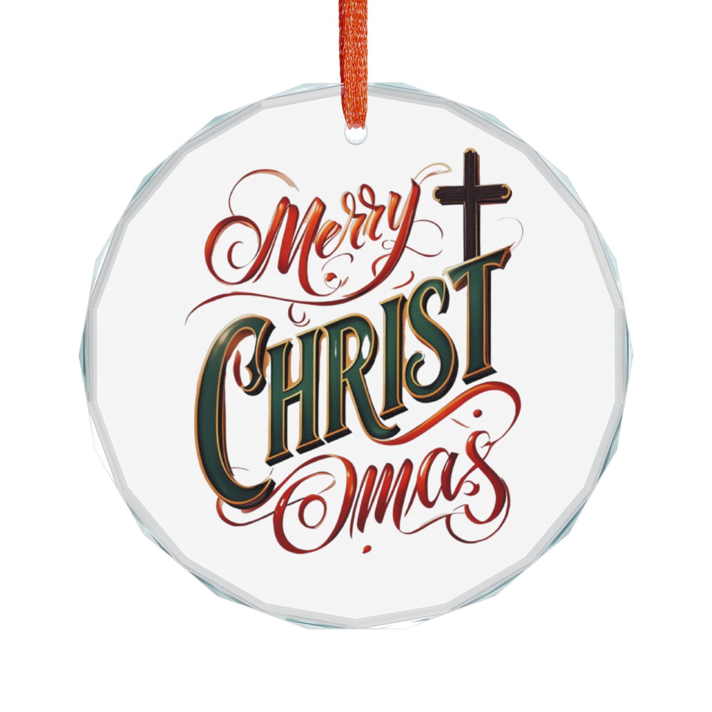 Merry CHRISTmas Heart Crystal Ornament — Religious Christmas Tree Decoration