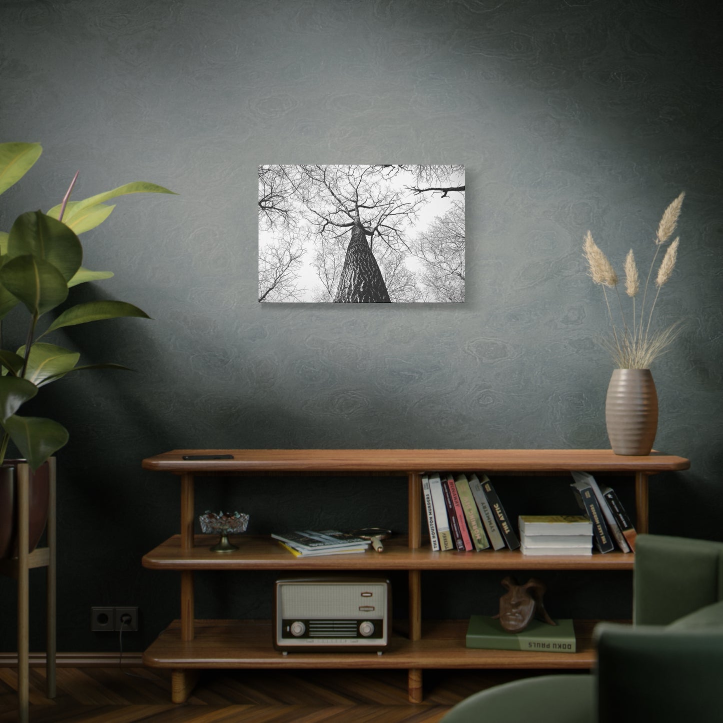 Black & White Tree Canopy Matte Canvas Wall Art — Upward Forest Photography