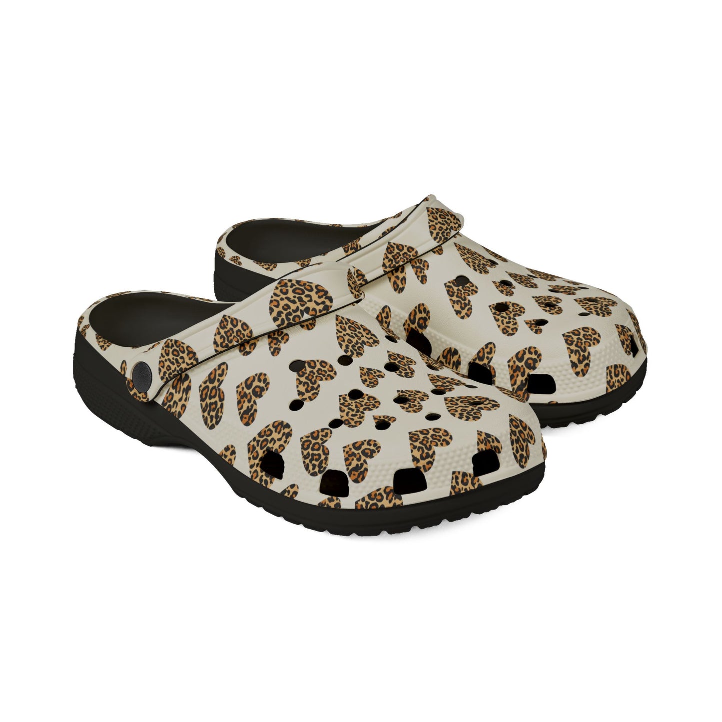 Leopard Heart EVA Clogs — Comfortable Leopard-Print Foam Shoes