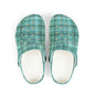 Kids Teal Plaid EVA Foam Clogs — Lightweight Slip-On Sandals for Toddlers & Children
