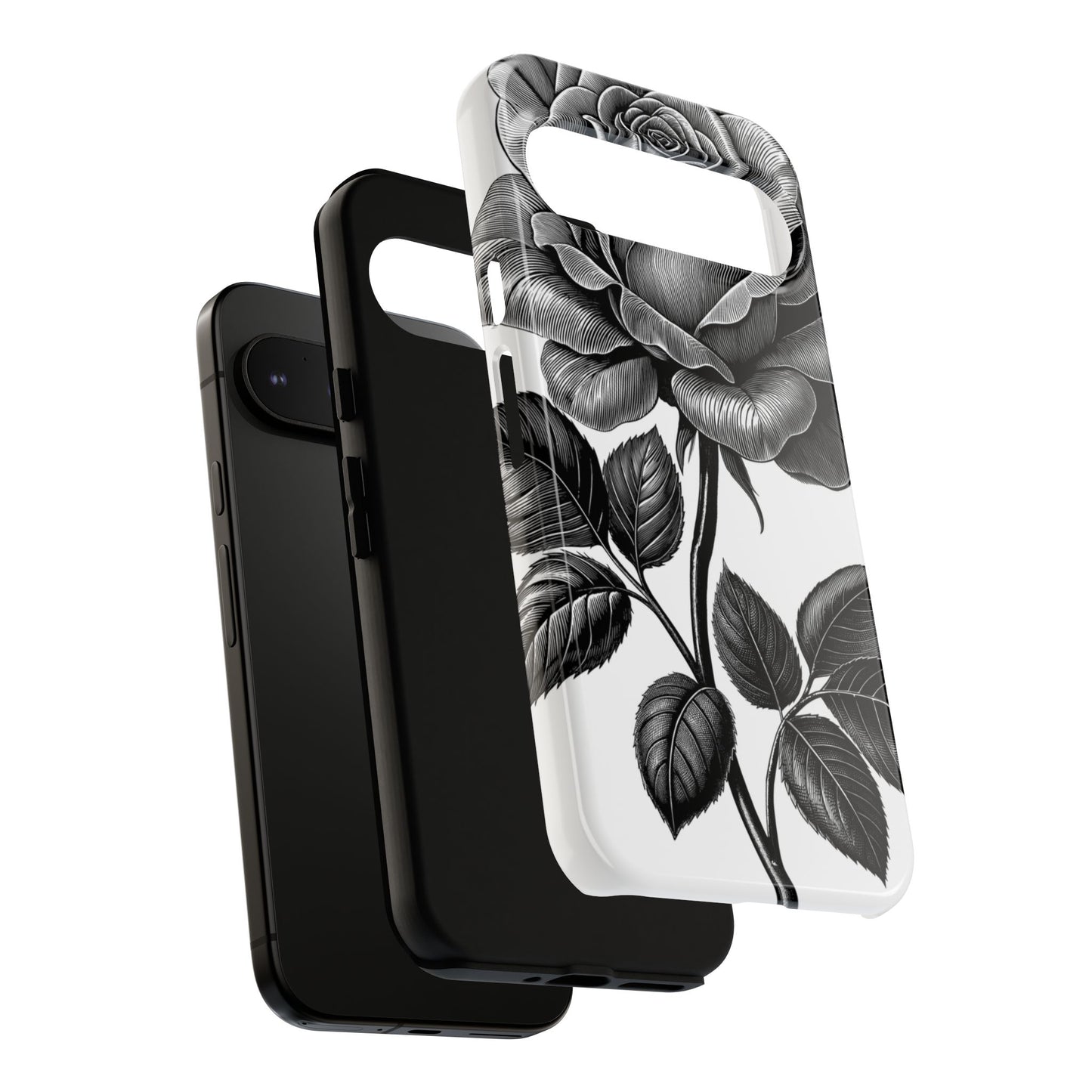 Elegant Floral Phone Case - Tough Cases, Black Rose Design, Floral Phone Cover, Stylish Phone Accessory, Gift for Her, Mother's Day