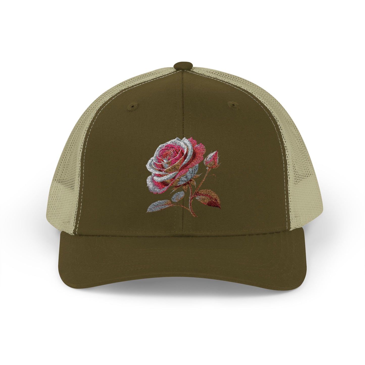 Rose Embellished Snapback Trucker Cap, Casual Hat for Outdoor Events, Gift for Flower Lovers, Stylish Fashion Accessory, Holiday Cap