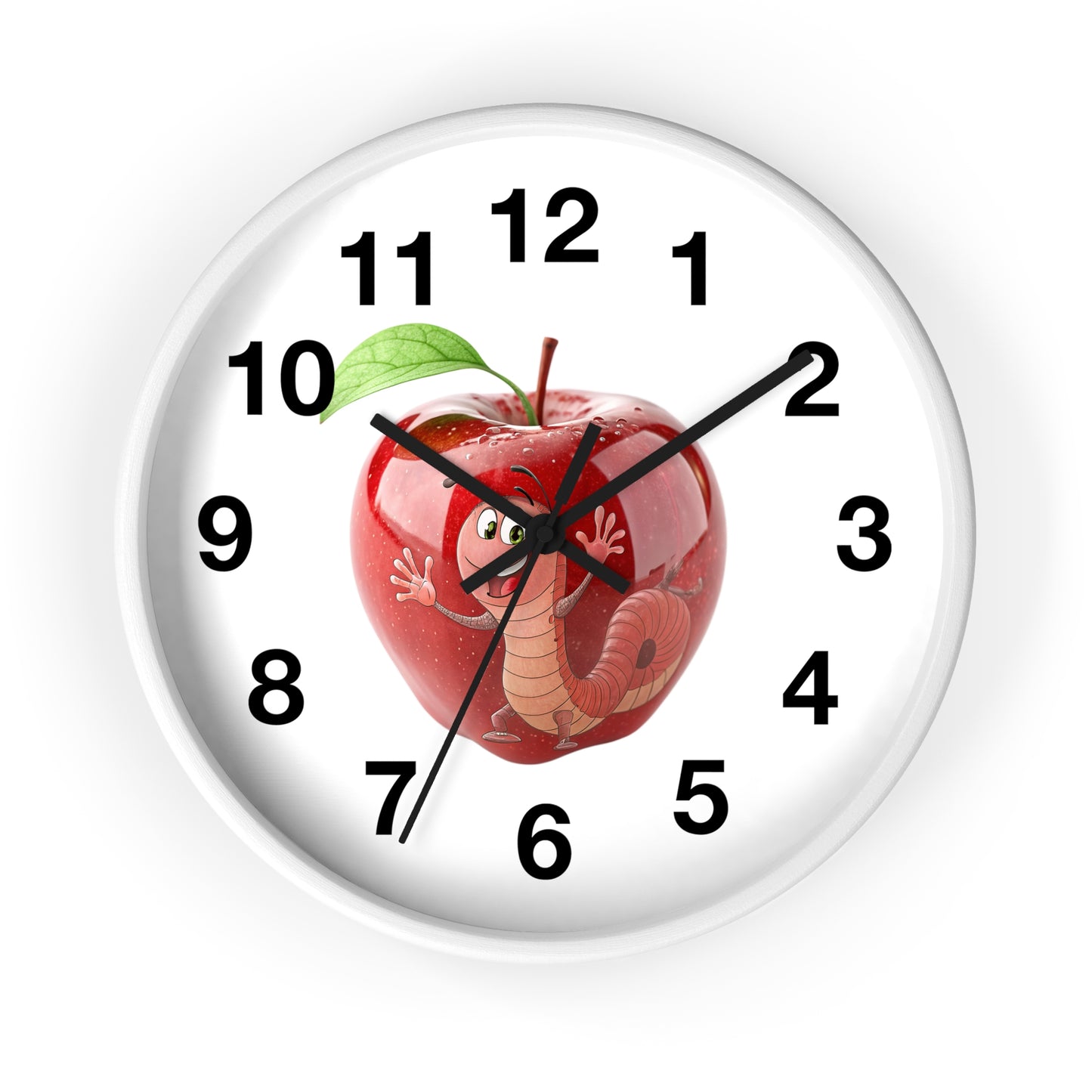 Whimsical Apple Wall Clock, Fun Kids Decor, Nursery Wall Accent, Tick Tock, Gift for Children, Playful Home Decor, Educational Timer