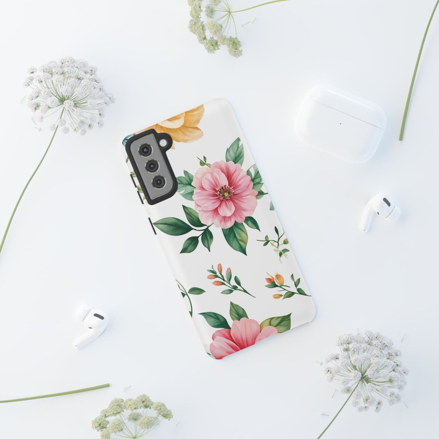 Floral Tough Phone Case — Pink Peony Protective Phone Cover