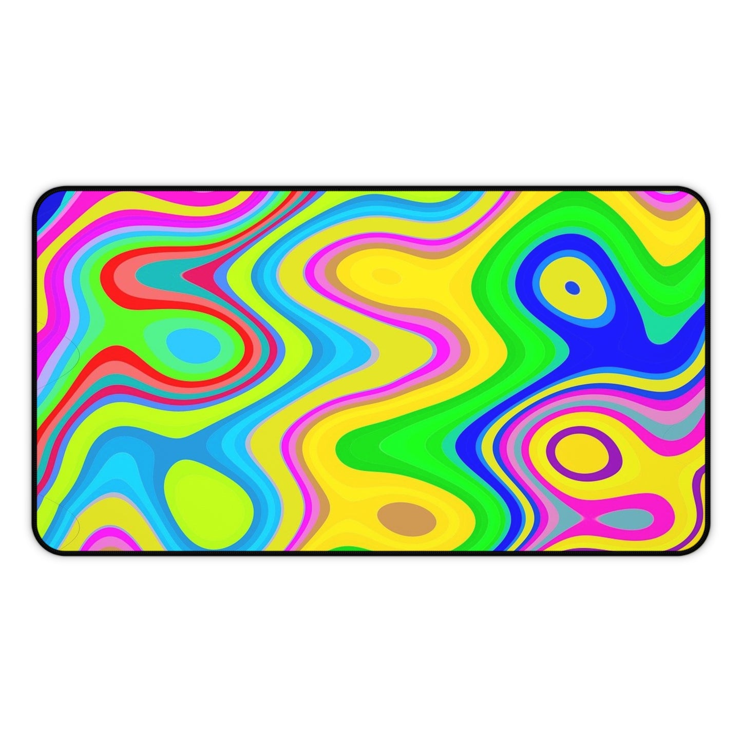 Psychedelic Swirl Desk Mat — Bright Retro Abstract Mouse Pad