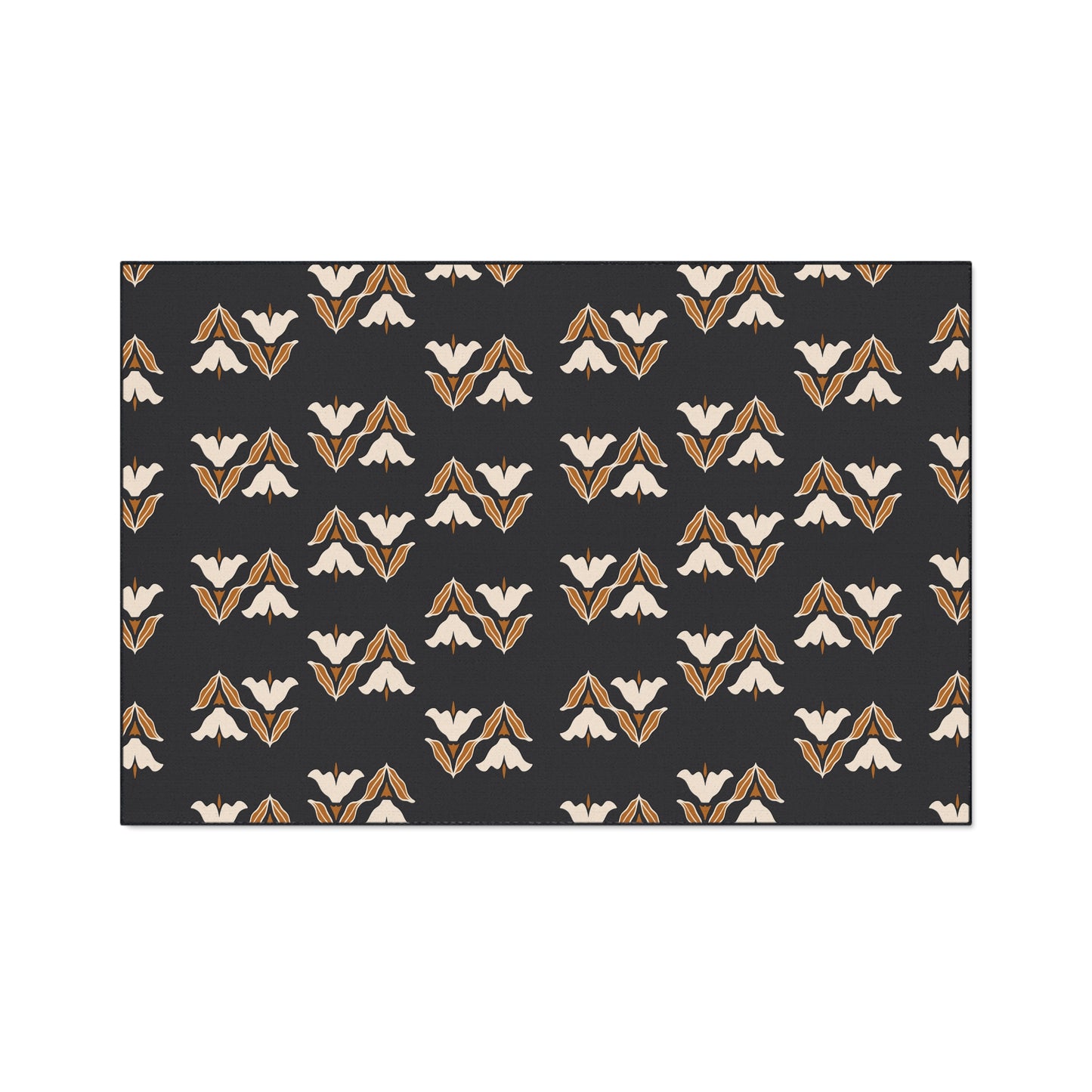 Floor Mat — Modern Retro Floral Pattern Heavy-Duty Entry Rug
