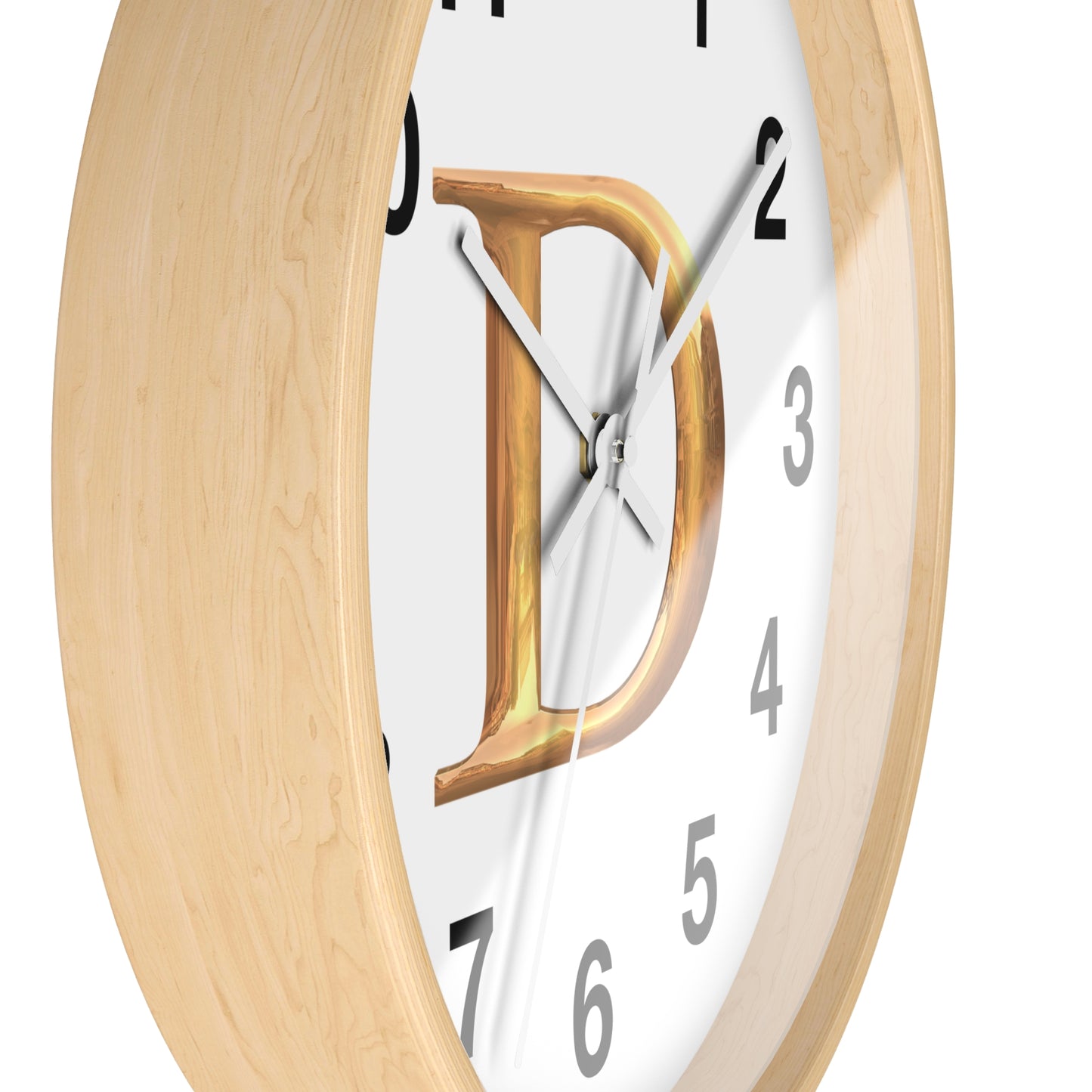 Elegant Initial D Wall Clock, Personalized Home Decor, Modern Timepiece, Gift for Her, Study Room Wall Art, Unique Design