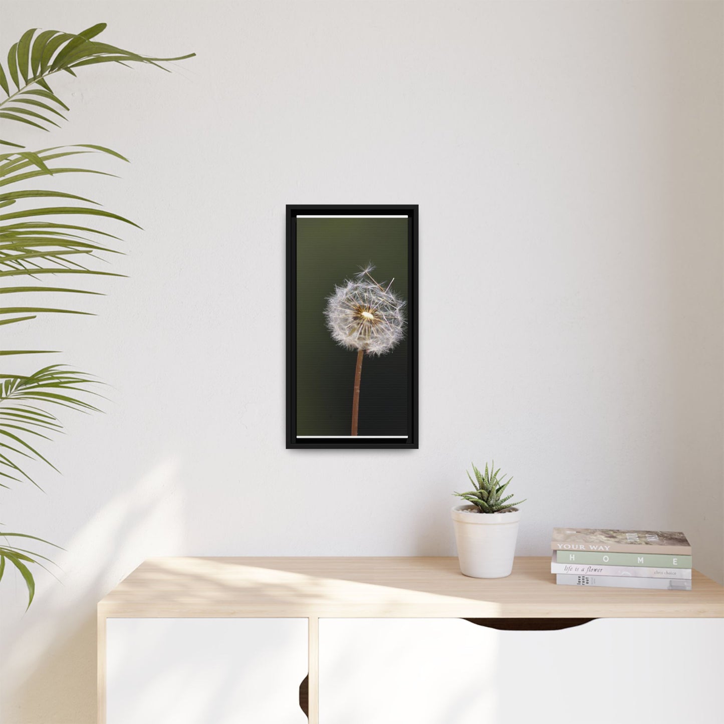 Framed Dandelion Canvas Print — Matte Botanical Wall Art