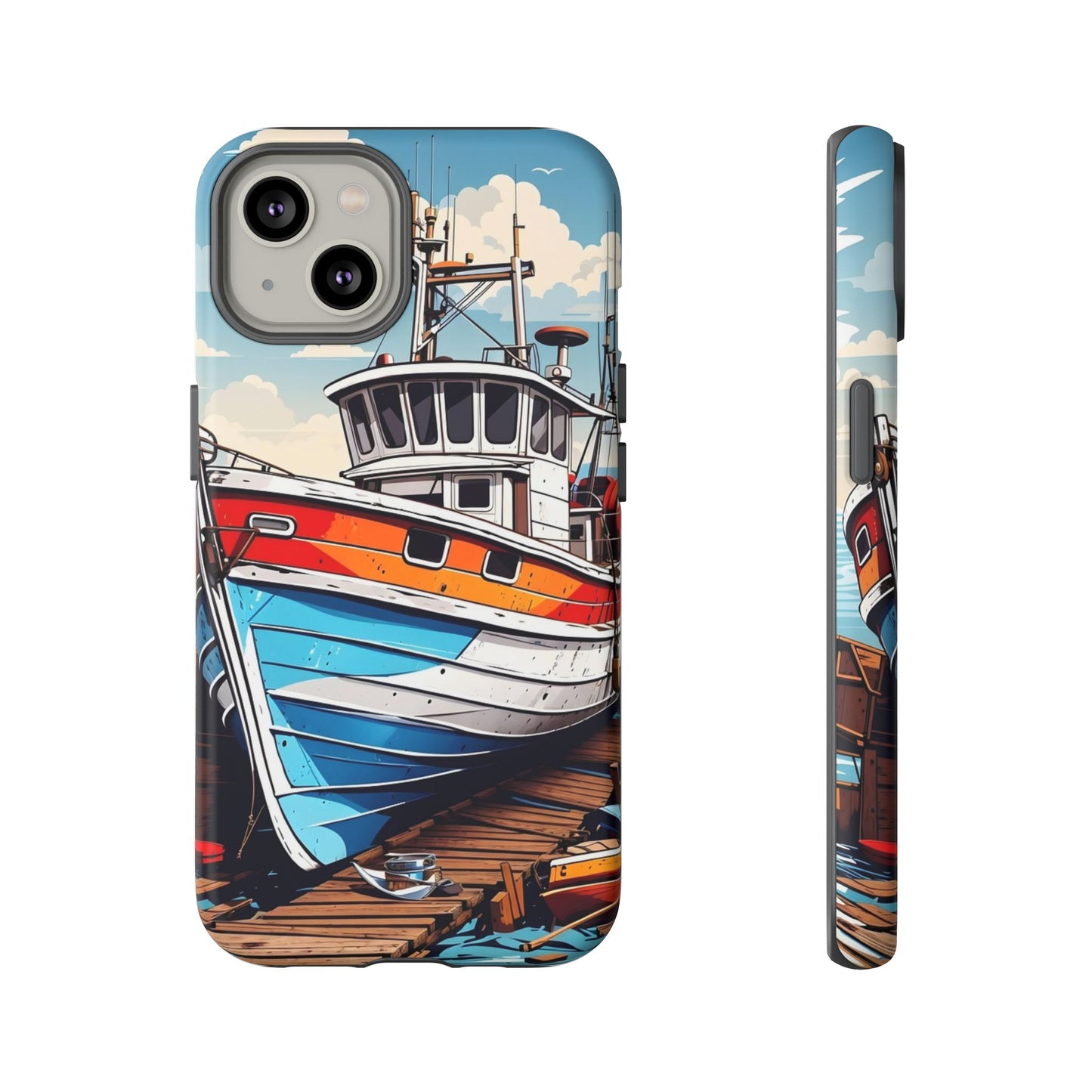 Colorful Fishing Boat Phone Case | Nautical Gift, Marine Design, Coastal Aesthetic, Summer Vibes, Sea Lover's Accessory
