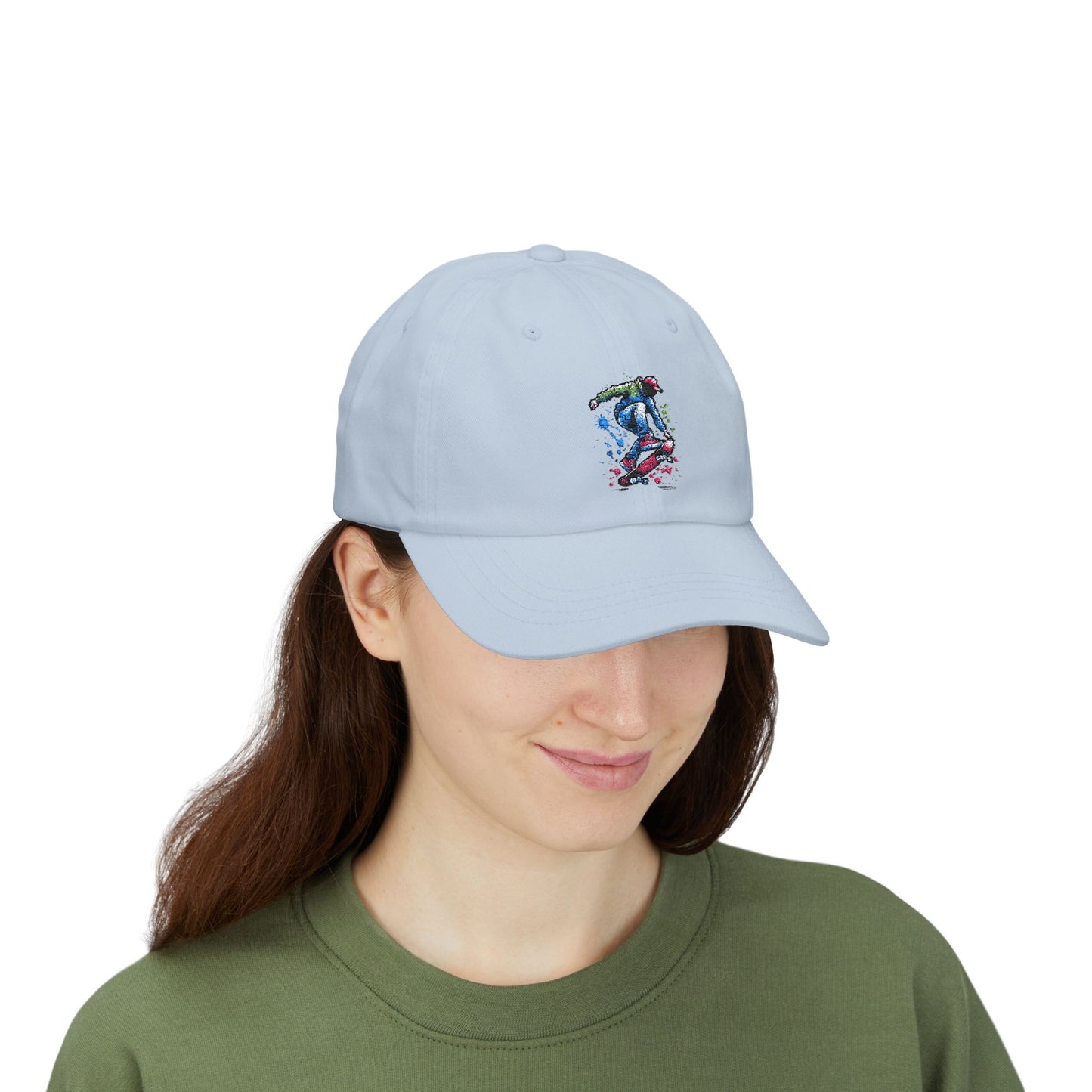 Skateboarder Art Dad Cap - Classic White Baseball Hat for Skate Enthusiasts