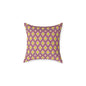 Geometric Retro Diamond Throw Pillow — Pink & Mustard Accent Cushion
