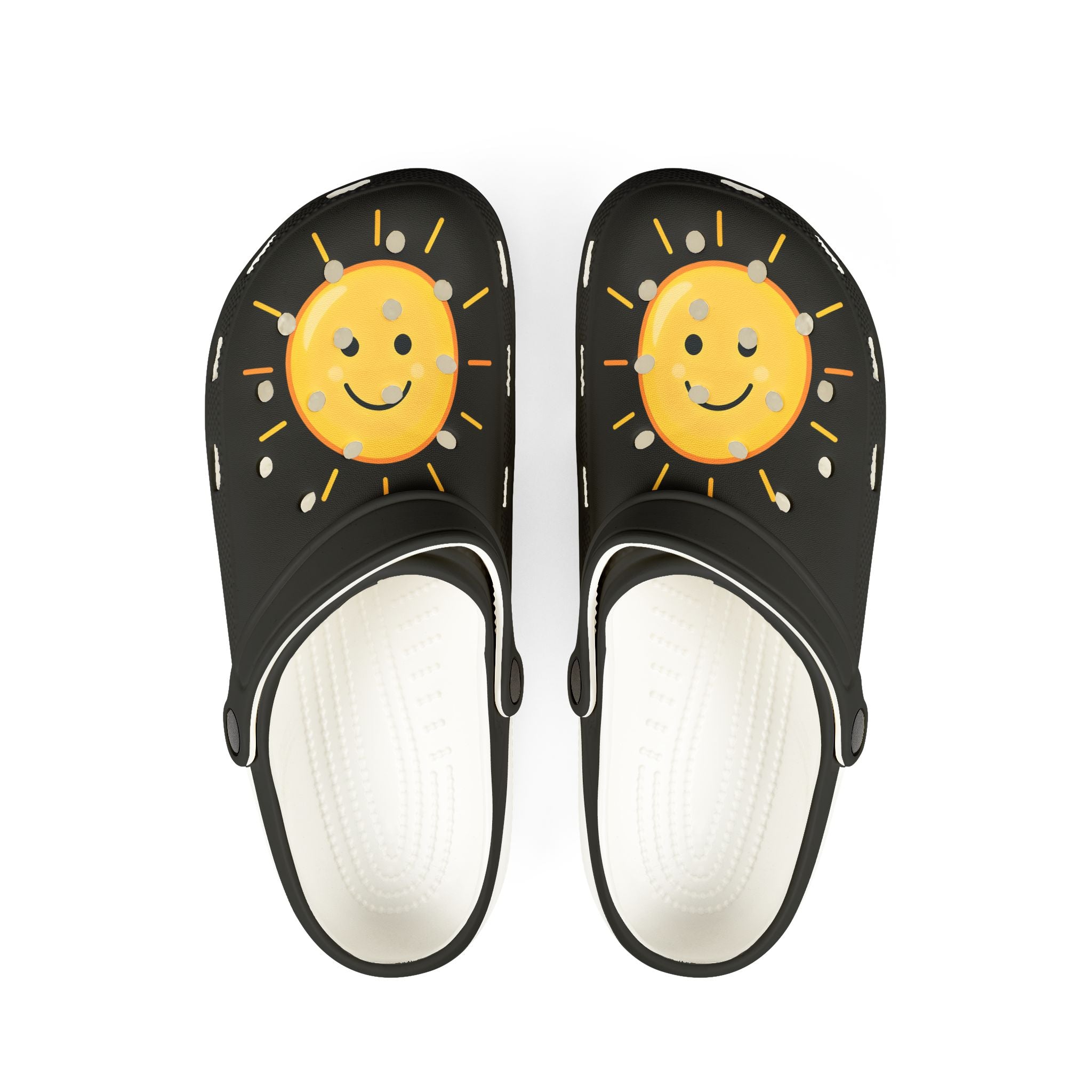 Smiling Sun EVA Clogs — Cute Sunshine Slip-On Foam Shoes