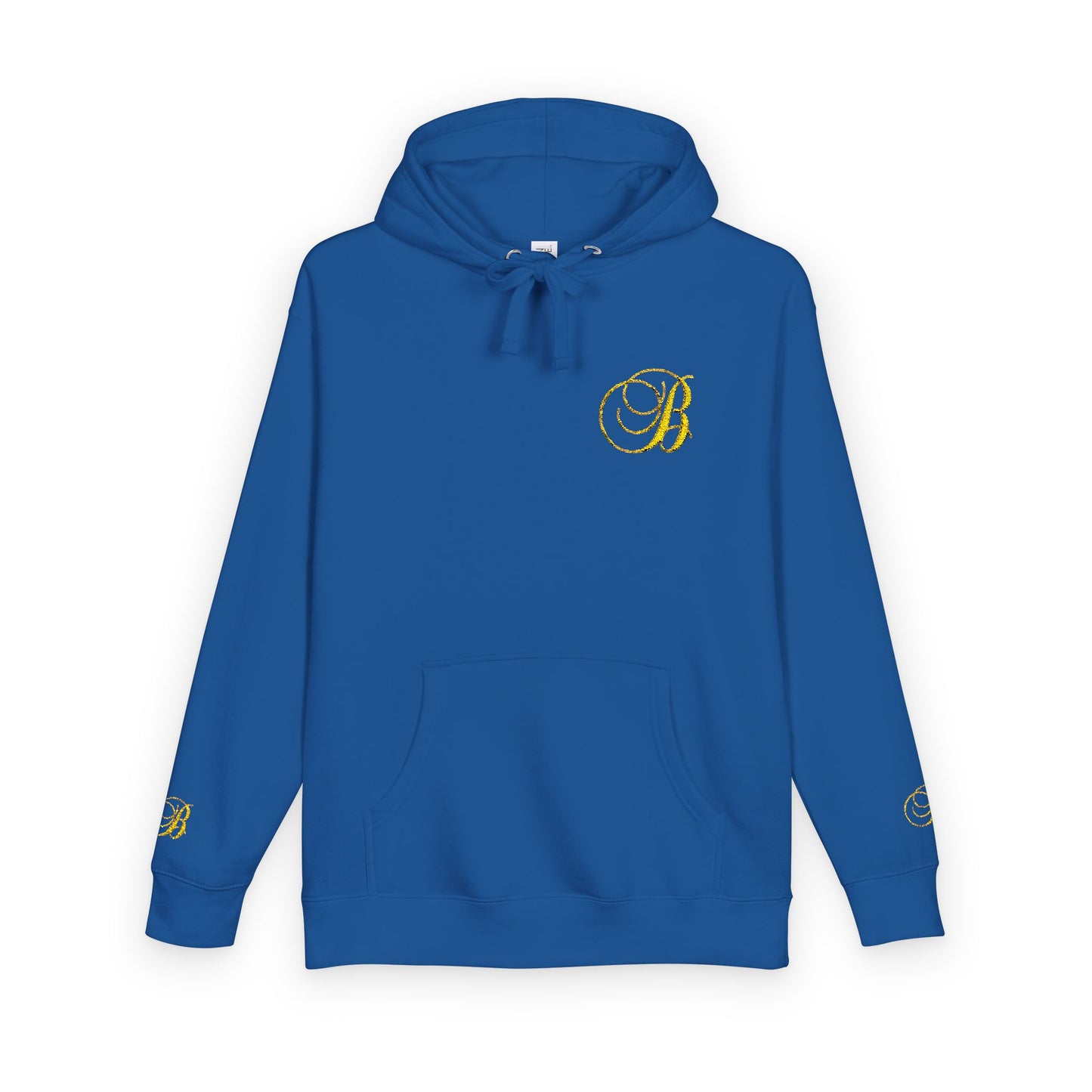 Coral Gold Floral Initial Hoodie — Monogram 'B' Casual Pullover