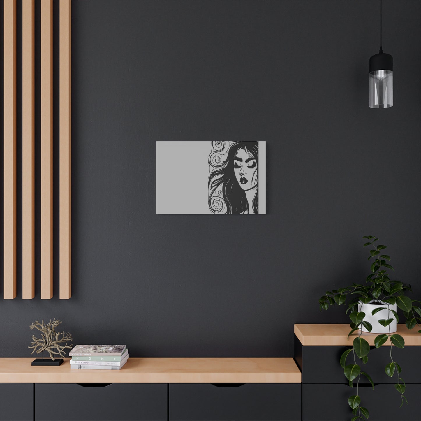 Gothic Woman Portrait Canvas Art — Matte Stretched Wall Decor