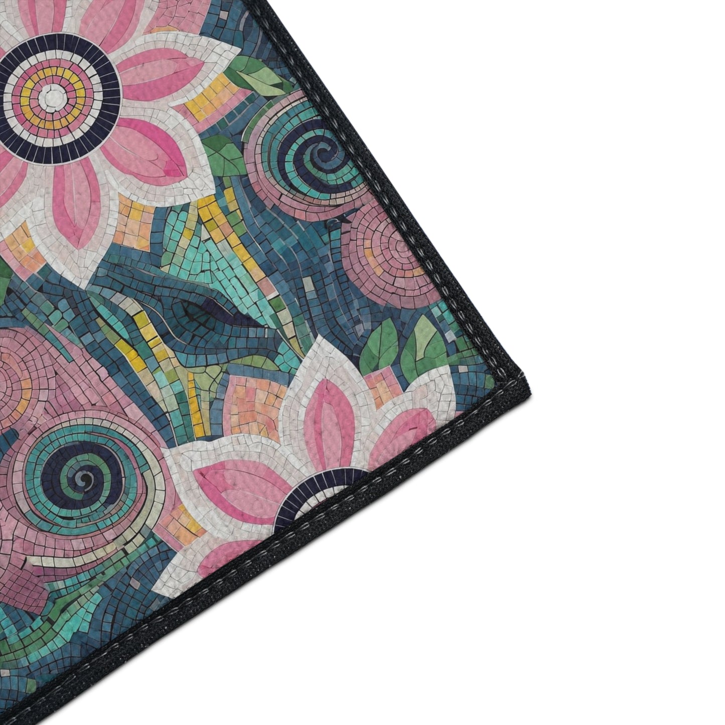 Floral Boho Heavy-Duty Floor Mat — Pink Lotus Pattern Rug
