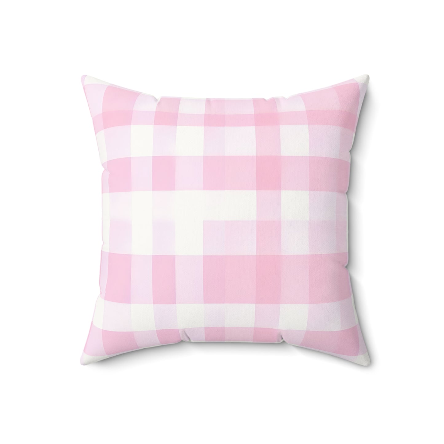Pink Buffalo Check Pillow — Faux Suede Square Decorative Throw Pillow