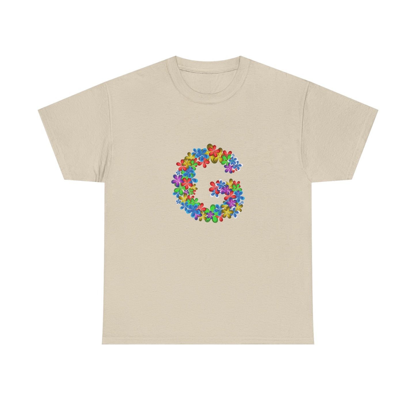 Floral Initial Unisex Tee - Personalized Gift, Casual Summer Wear, Birthday Present, Eco-Friendly Tee, Customizable Clothing