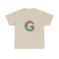 Floral Initial Unisex Tee - Personalized Gift, Casual Summer Wear, Birthday Present, Eco-Friendly Tee, Customizable Clothing
