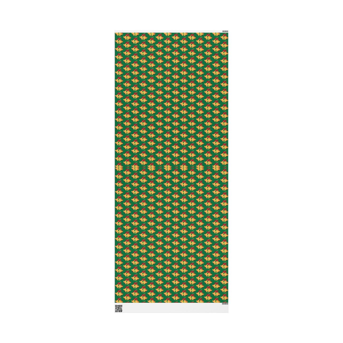 Christmas Bells Wrapping Paper Roll — Green Holly Holiday Gift Wrap