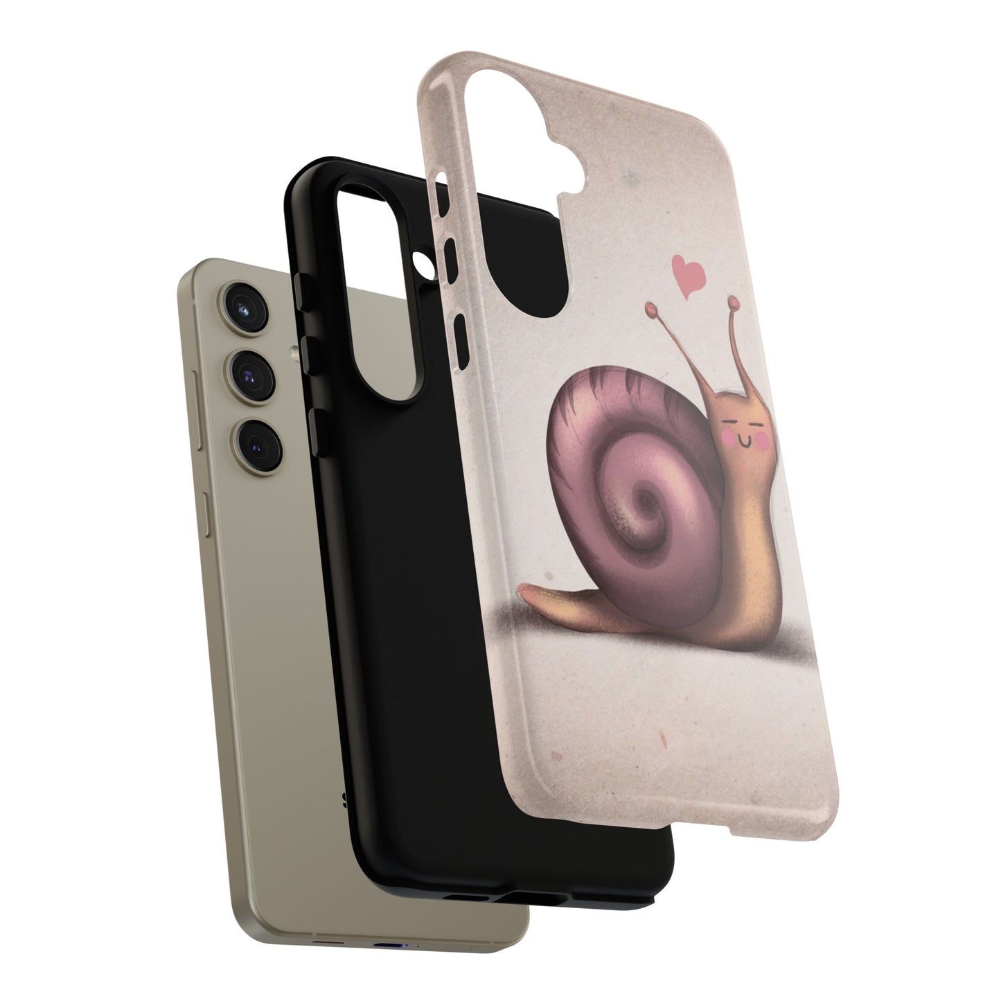 Cute Snail Phone Case — Pink Heart Cartoon Protective iPhone Cover